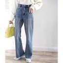 クラシカルエルフ Classical Elf 最旬美脚デニム。裾フリンジセミフレアデニムパンツ (ブルー)