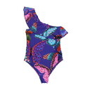 デシグアル Desigual 蝶々 アシンメトリー ワンピース水着 【返品不可商品】(ブルー)