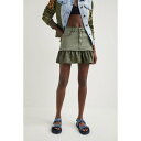デシグアル Desigual フリルパッチワーク デニムミニスカート (グリーン)