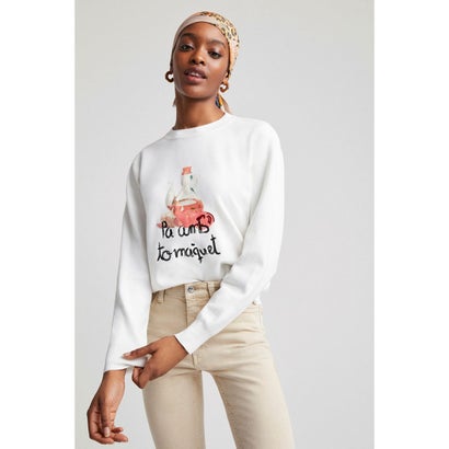 デシグアル Desigual ウィメンズ ライトゲージプルオーバー PAMBTOMAQUET （ホワイト）