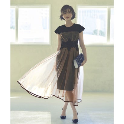 ルイルエブティック RUIRUE BOUTIQUE オーガンジーxレースシアーワンピース （ブラック×オレンジ）のサムネイル