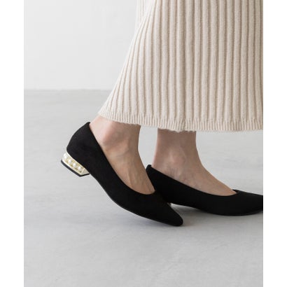 メヌエ Menue ヒールコンシャス パールモチーフ ポインテッドトゥ パンプス （3020ブラックsd）