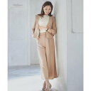 ドレスプラス DRESS+ セットアップ スーツ ウォッシャブル ジャケット ワイドパンツ OL 通勤服 入学式 卒業式 (ベージュ)