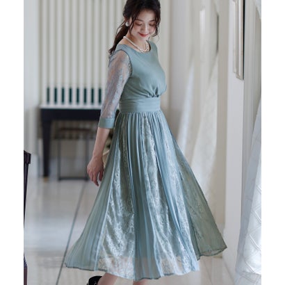 プールヴー PourVous シアーカフスワンピースドレス大きいサイズ袖あり&ミモレ丈結婚式フォーマル ワンピース パーティードレス 20代 30代 40代 (...