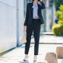 ジーラ GeeRA 【2点セット】洗えて型くずれしないテーパードパンツセットスーツ(ネイビー)