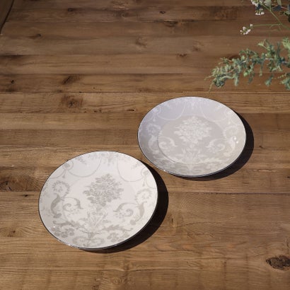 ローラ アシュレイ LAURA ASHLEY ジョゼット柄 プレートペアセット【返品不可商品】 （ライトグレー)
