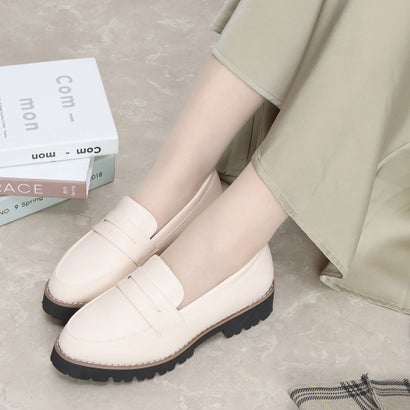 マシュガール masyugirl 【4E幅広・大きいサイズ】厚底ローファー （アイボリー）