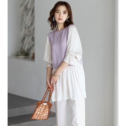 ジーラ GeeRA レイヤード風ドッキングチュニック (ラベンダー)