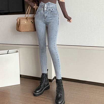 ハイウエスト スキニーデニムパンツ 韓国(4)