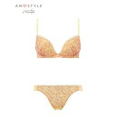 アモスタイル ハ?イ トリンフ? AMOSTYLE BY Triumph 寄せブラ＆ショーツセット 268 ディッツィーフローラルプリント B-D【返品不可商品】 （イエロー）