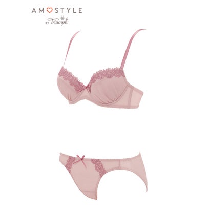 アモスタイル バイ トリンプ AMOSTYLE BY Triumph 3/4カップブラ&ショーツセット 274 ノスタルジックプリーツ E【返品不可商品】 (ロ...