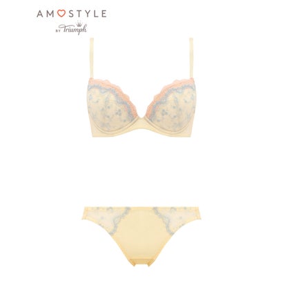 アモスタイル ハ?イ トリンフ? AMOSTYLE BY Triumph デイリーAMOSTYLE 寄せブラ ブラ＆ショーツセット 273 ロココフィール Eカップ【返品不可商品】 （イエロー）