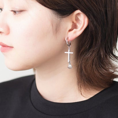 ジョン JON ステンレスイヤリング(片耳用) アシンメトリー （シルバー09）(4)