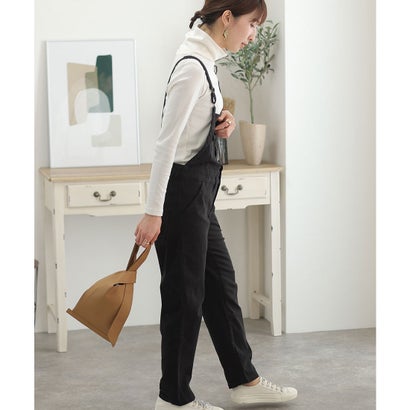 プールヴー PourVous ツイルマキシ丈サロペットボトム （ブラック）