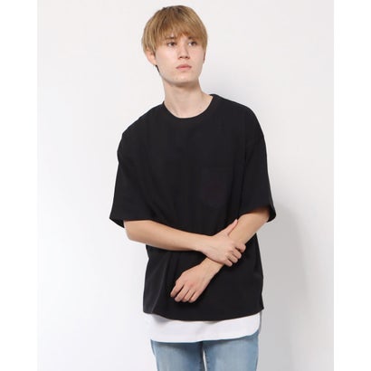 スタイルブロック STYLEBLOCK ヘビーウエイト配色ステッチBIGTシャツ&ロングタンクトップ （ブラック×ホワイト）