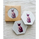 ジュビリー Jubilee 珪藻土コースター 同柄 2枚セット キャット ヘキサゴン (グレー)