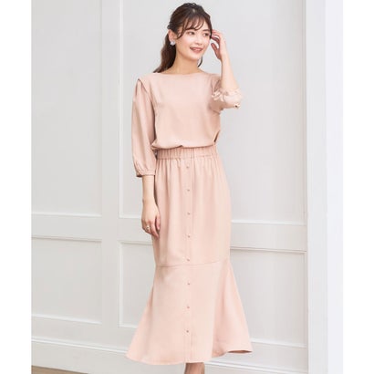 ドレスプラス DRESS+ セットアップ 通勤 レディース ブラウス aライン スカート 春夏 (ベージュ)