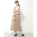 ラナン RANAN バッククロス麻入りジャンパースカート (グレージュ)