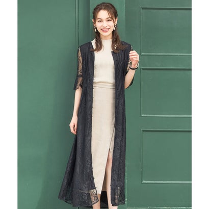 ドレスプラス DRESS+ ドレス ワンピース ロングガウン レース 結婚式 パーティードレス (ブラック)