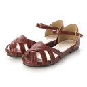 メヌエ Menue ベルクロ付きストラップキッズサンダル (1042レッドPU)