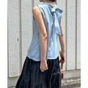 ジュエローブ Jewelobe バックリボンAラインノースリトップス (ブルー)(4)