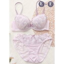 パリーゼ Palissee 【EFカップ】ふんわりフラワーレース 3/4カップブラ&ショーツ【返品不可商品】 (パープル)