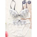 パリーゼ Palissee 【EFカップ】ふんわりフラワーレース 3/4カップブラ&ショーツ【返品不可商品】 (オフホワイト)