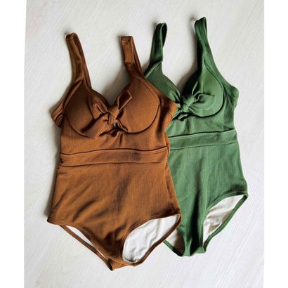 オシャレボ OSYAREVO 【ネット限定】バストリボン リブワンピース水着【返品不可商品】 （オレンジ）