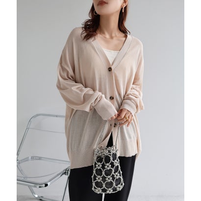 アンドミー andme オーバーサイズシアーニットカーディガン トップス （オフホワイト）