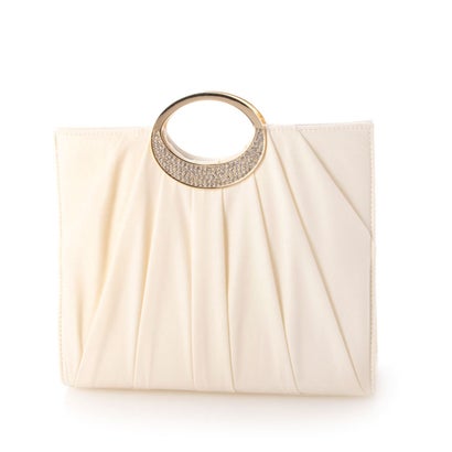 アンシュー AN SHU ビジュー付き持ち手パーティーバッグ （ベージュ）