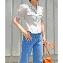 ジュエローブ Jewelobe レトロシルエットストライプ開襟ブラウス (アイボリー)
