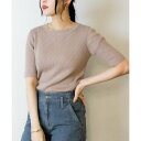 アットワン atONE コットンリブニットトップス (UネックGRAY-BEIGE)