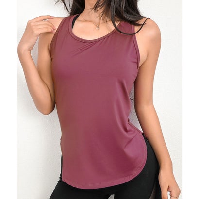 テディショップ Teddyshop レディース バッククロスカットアウト吸汗速乾ヨガタンクトップ （ワイン）