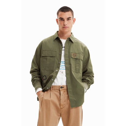 デシグアル Desigual ポケット オーバーサイズ オーバーシャツ (グリーン)