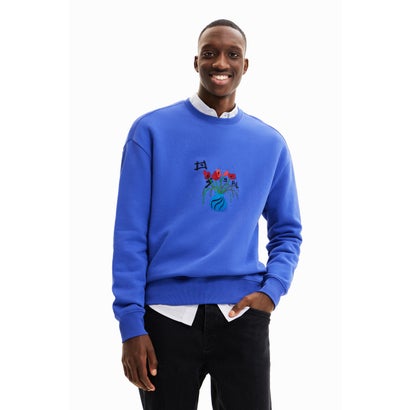 デシグアル Desigual 花柄刺繍 スウェットシャツ (ブルー)