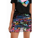 デシグアル Desigual デジタルパッチワーク ドレープ ミニスカート (マルチ)