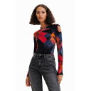 デシグアル Desigual 花柄 スリムボディスーツ (グレー/ブラック)