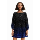 デシグアル Desigual スパンコール ショートワンピース (グレー/ブラック)