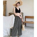 テディショップ Teddyshop 水着 カシュクール風ビキニ+ワイドパンツ 3点セット【返品不可商品】 (ブラック×チェーン)