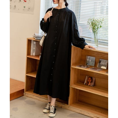 テディショップ Teddyshop レディース 羽織れる2WAYパフスリーブナチュラルフレアシャツワンピ （ブラック）