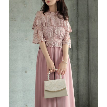 ドレスプラス DRESS+ ワンピース 披露宴 結婚式 レース シフォン パーティードレス (スモークピンク) ドレスプラス DRESS+ ワンピース 披露宴 結婚式 レース シフォン パーティードレス (スモークピンク)
