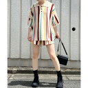 ジュエローブ Jewelobe マルチストライプポロ&ショートパンツニットアップ (ベージュ)
