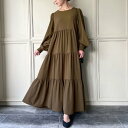 ジュノア JUNOAH バックリボンティアードマキシワンピース (ブラウン)