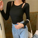 ゾエ ジェンコ Zoe Jenko レイヤード風リブトップス 9220 (BLK)
