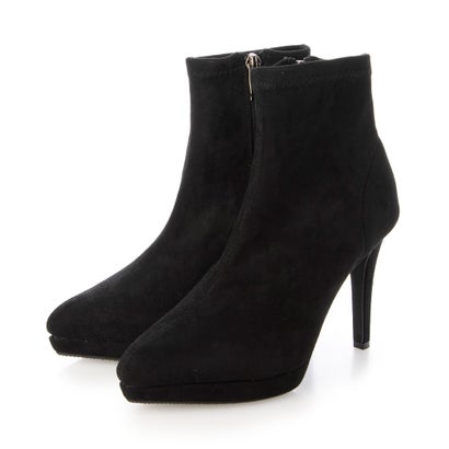 ヴィヴィアン VIVIAN ポインテッドトゥプラットフォームストレッチショートブーツ （ブラックスエード）