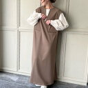 ジュノア JUNOAH キーネックロングベストワンピース (モカ)