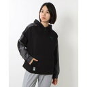 プーマ PUMA レディース スウェットパーカー オーバーサイズフーディスエット_異素材ミックス 673040 (ブラック)