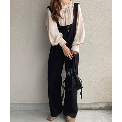 ジュノア JUNOAH タックサロペット (ブラック)