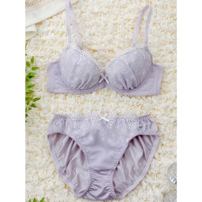 パリーゼ Palissee ボーラーシフォンフラワー 3/4カップブラ&ショーツ【返品不可商品】 (パープル)