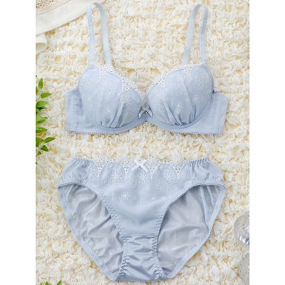 パリーゼ Palissee ボーラーシフォンフラワー 3/4カップブラ&ショーツ【返品不可商品】 (サックス)